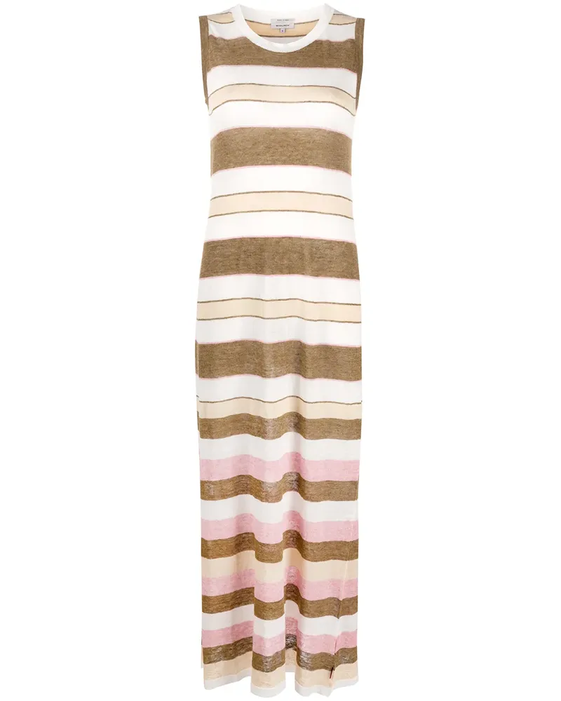 Woolrich Gestreiftes Maxikleid - Weiß Weiß