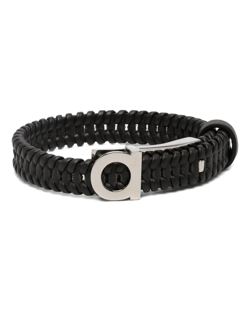 Ferragamo Gancini braided leather bracelet - Schwarz Schwarz