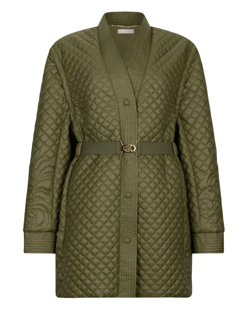 Liu Jo Quilted nylon coat with belt - Grün Grün