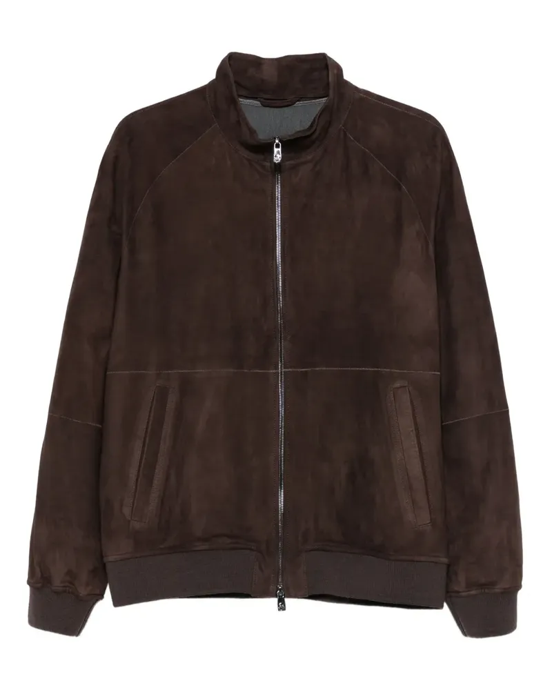 Corneliani Wildlederjacke mit Reißverschluss - Braun Braun