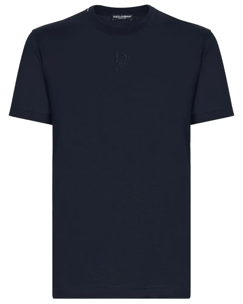 Dolce & Gabbana T-Shirt aus Seide mit Logo - Blau Blau
