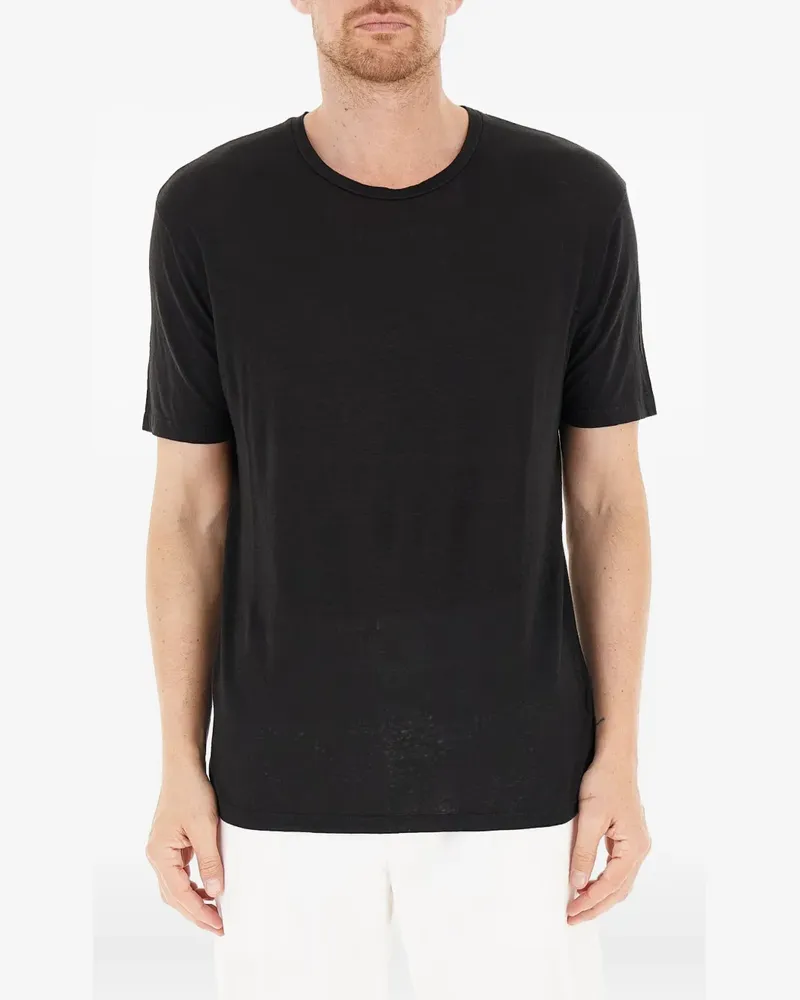 Daniele Fiesoli T-Shirt aus Leinen mit rundem Ausschnitt - Schwarz Schwarz