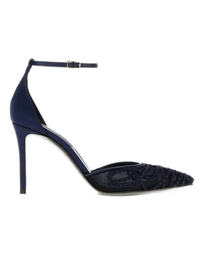 Giorgio Armani satin mesh-panel pumps - Blau Blau
