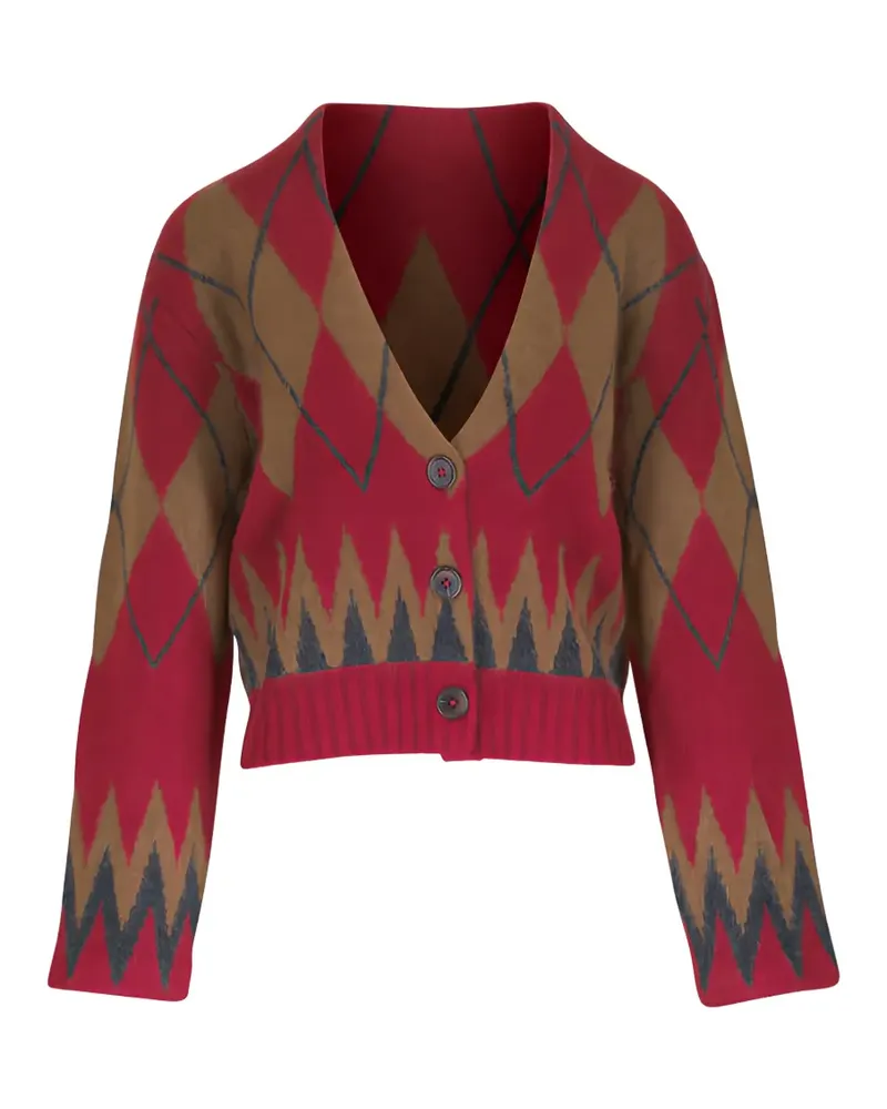 Dorothee Schumacher Cardigan mit Argyle-Muster Rot