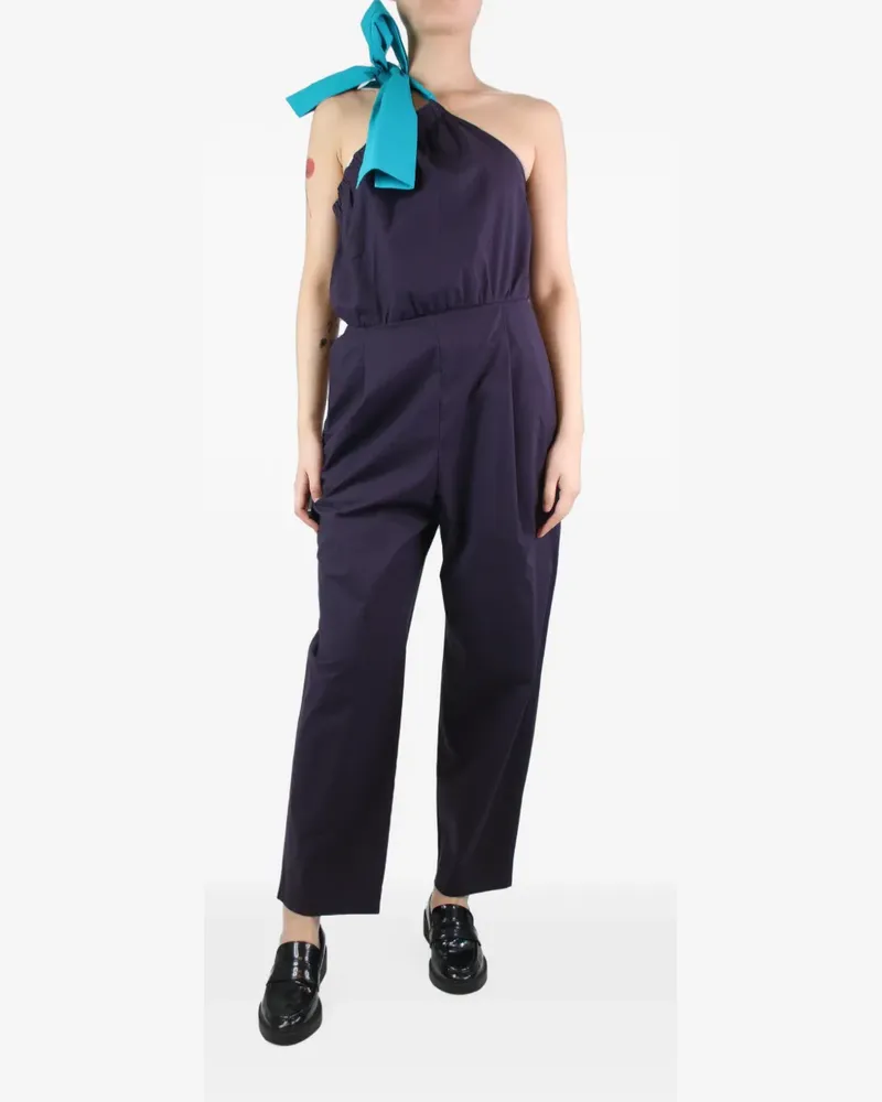 MSGM one-shoulder bow-detail jumpsuit - Violett Violett