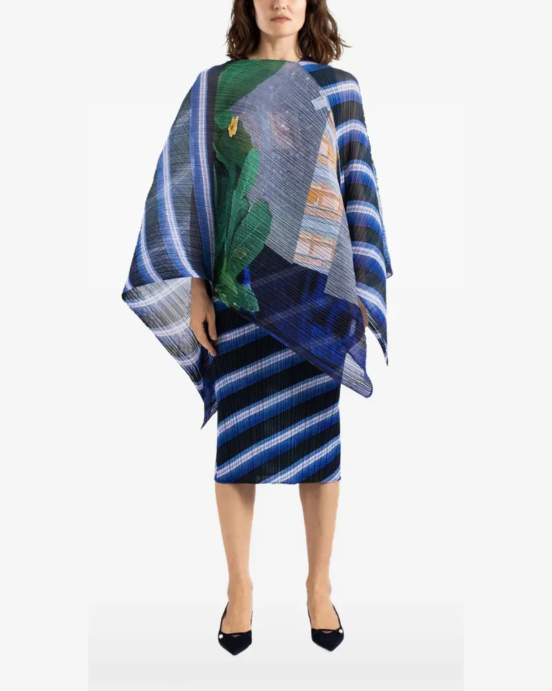 Issey Miyake City Collage plissé top - Blau Blau