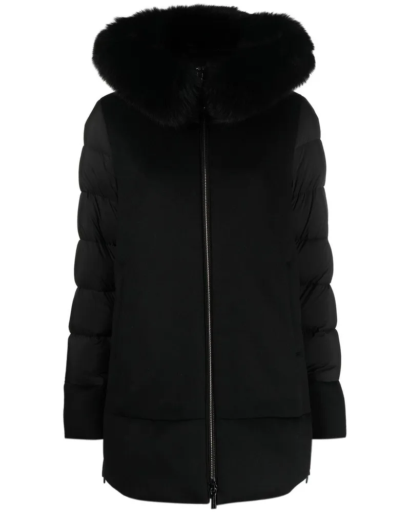 MOORER Jacke mit Faux Fur - Schwarz Schwarz