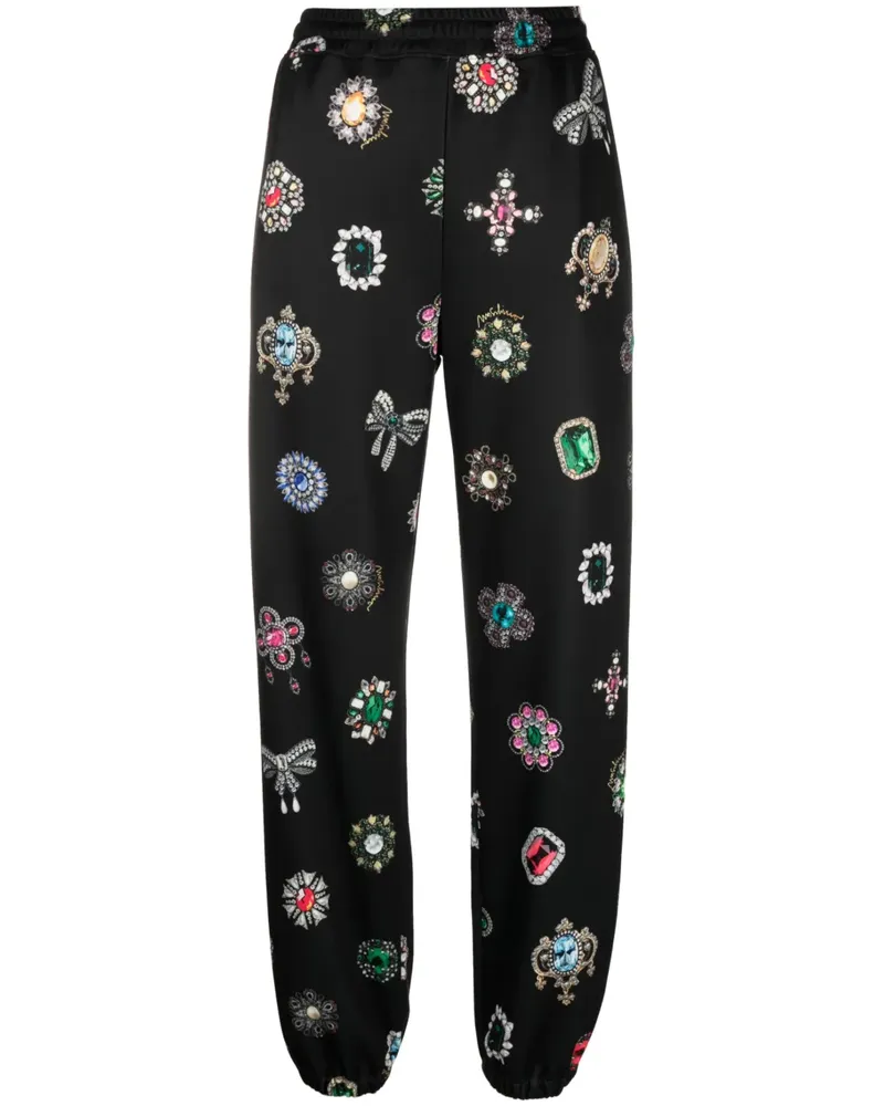 Moschino Gerade Hose mit grafischem Print - Schwarz Schwarz