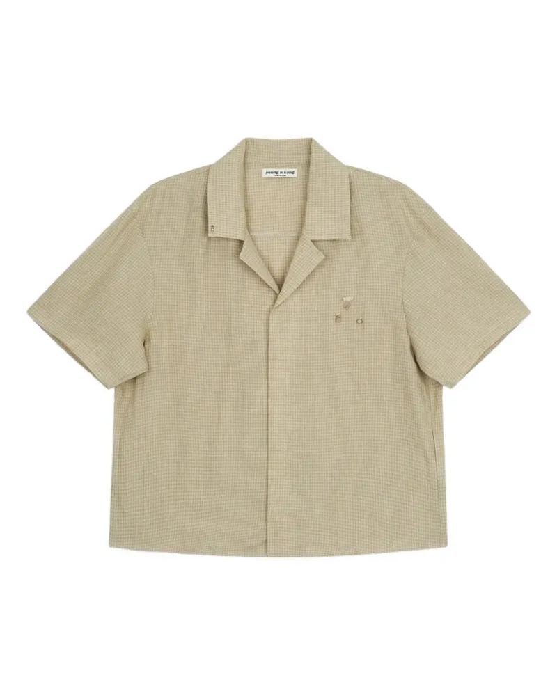 young n sang gingham-check camp-collar shirt - Nude Nude