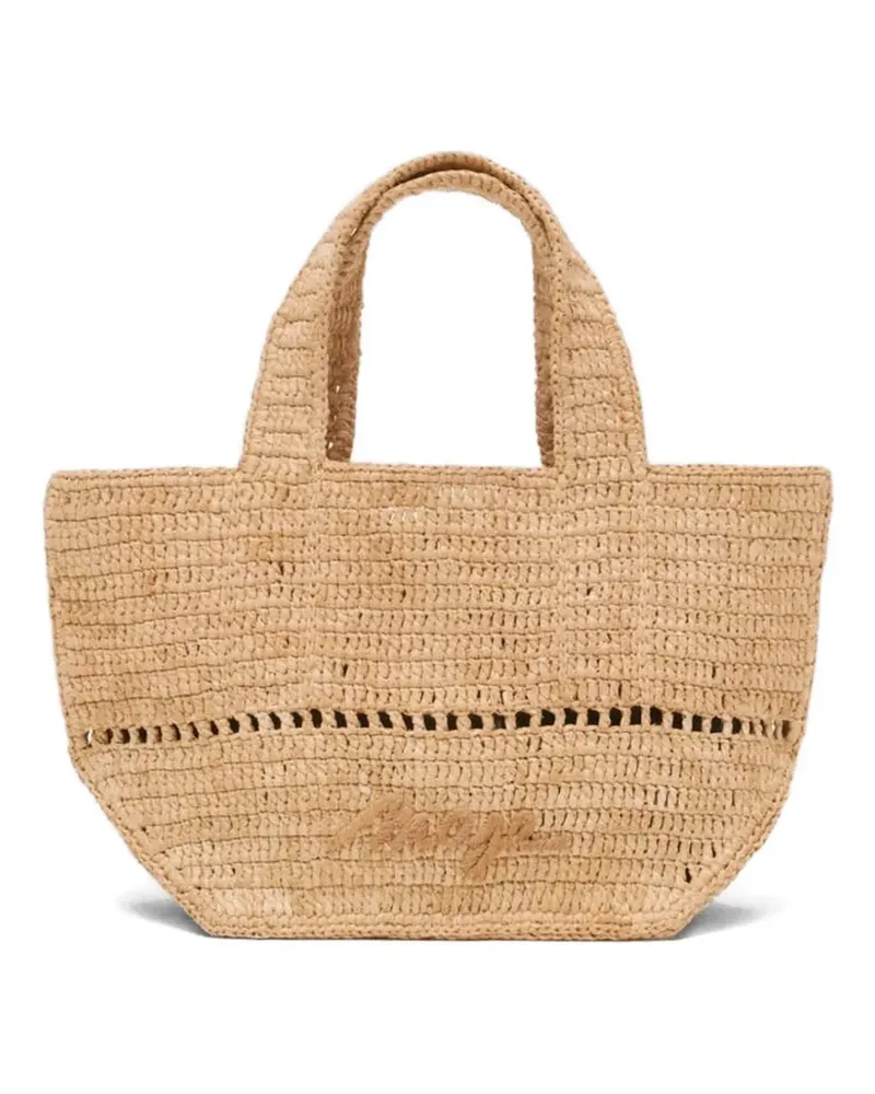 Maje Mini-Tasche mit Schleife aus Raffiabast - Nude Nude