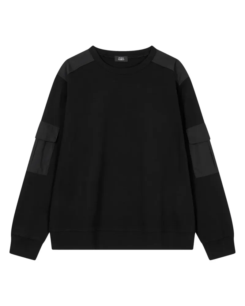 STUDIO TOMBOY Langarmshirt mit Ärmeltasche - Schwarz Schwarz