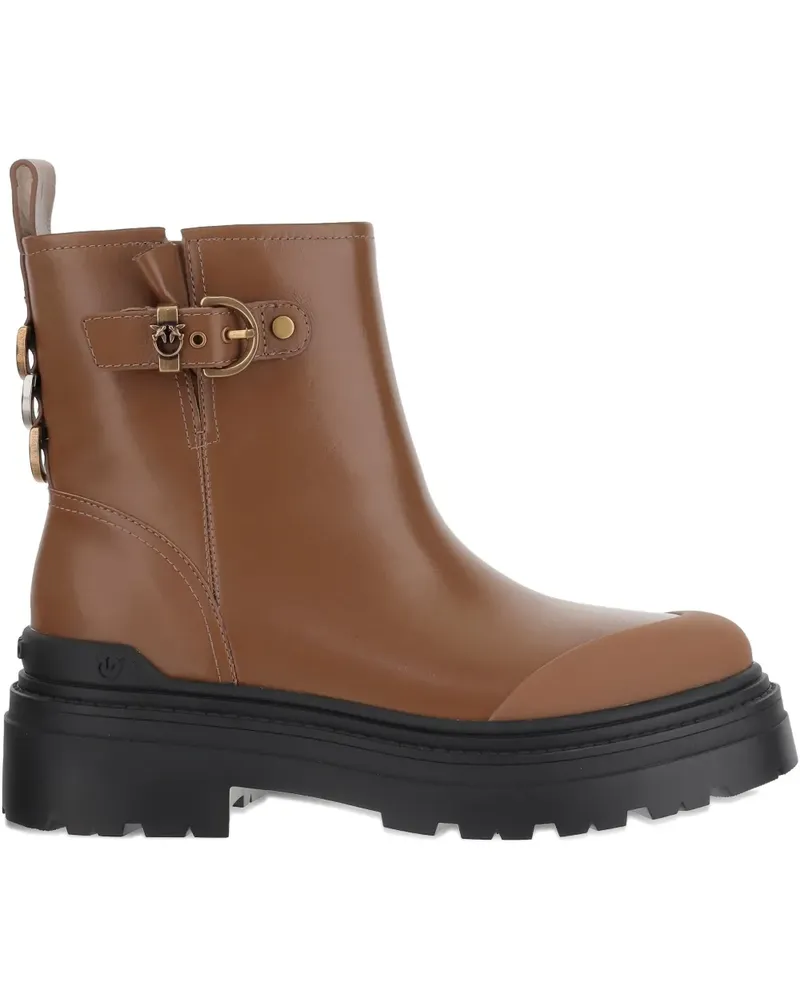 Pinko Stiefeletten mit Logo-Schild - Braun Braun