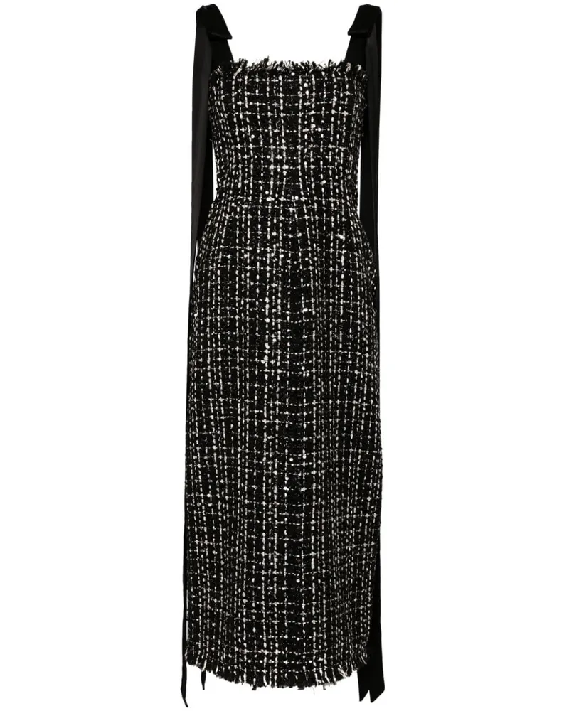 David Koma Midikleid aus Tweed - Schwarz Schwarz