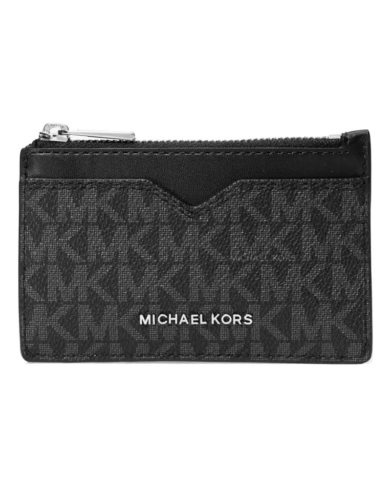 Michael Kors monogram-pattern notched cardholder - Schwarz Schwarz