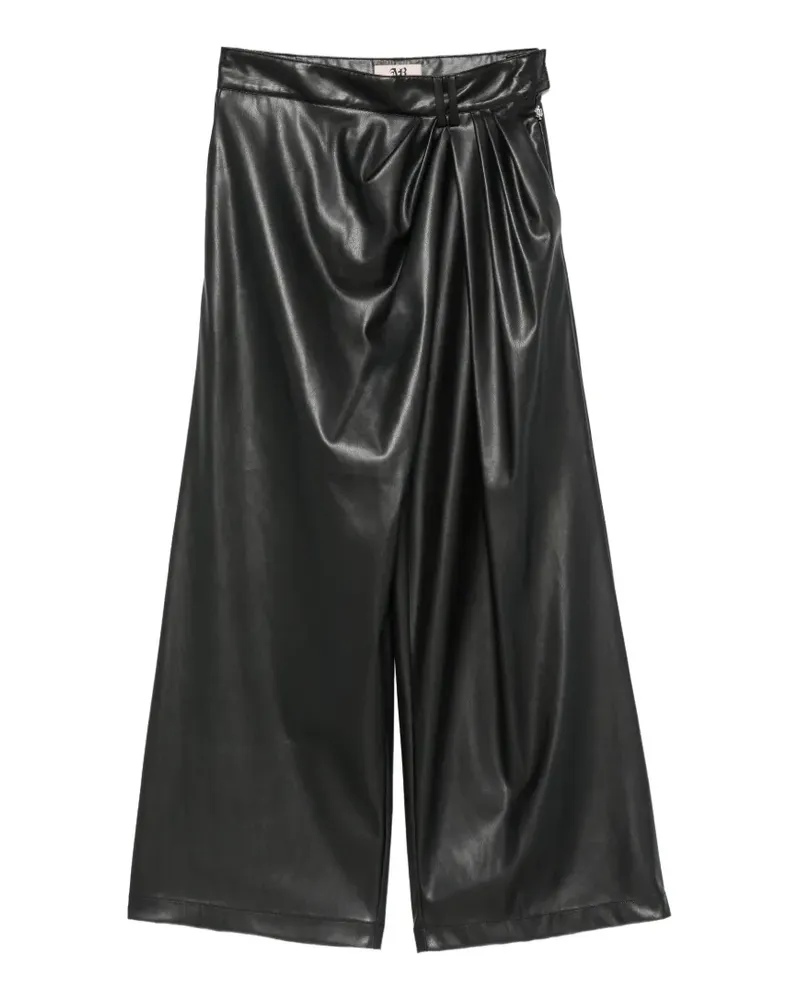 Aniye By Caly draped faux-leather trousers - Schwarz Schwarz