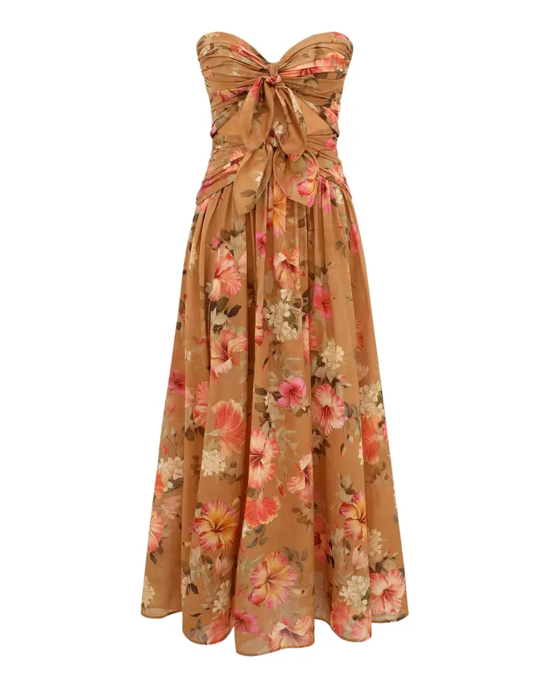 Zimmermann Mahon Midikleid mit Blumenprint - Braun Braun