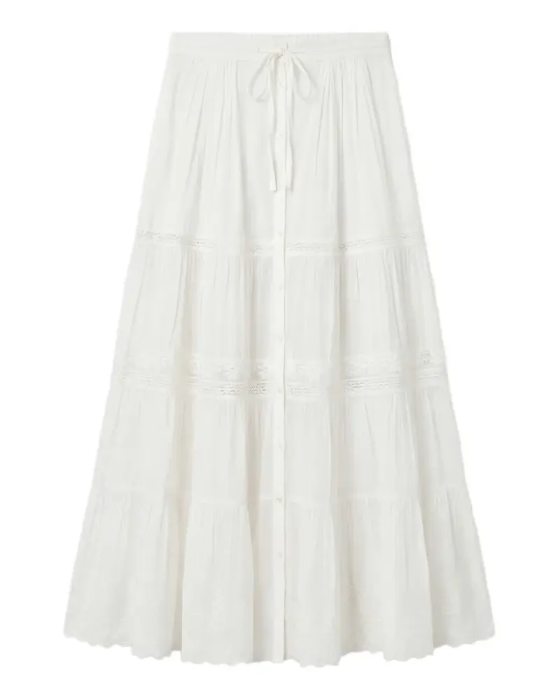 Vanessa Bruno Caravelle lace-trim tiered maxi skirt - Weiß Weiß