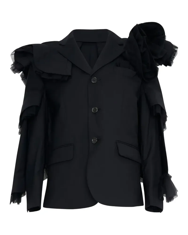 Noir Kei Ninomiya ruffled-detail blazer - Schwarz Schwarz