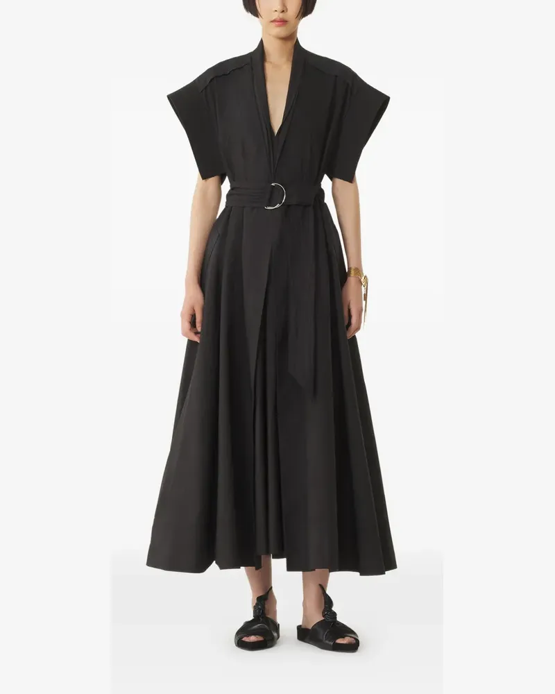 Lanvin Midikleid mit V-Ausschnitt - Schwarz Schwarz