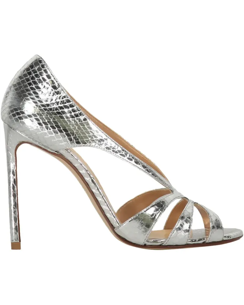 Francesco Russo Sandalen mit Schlangenleder-Effekt 10mm - Silber Silber