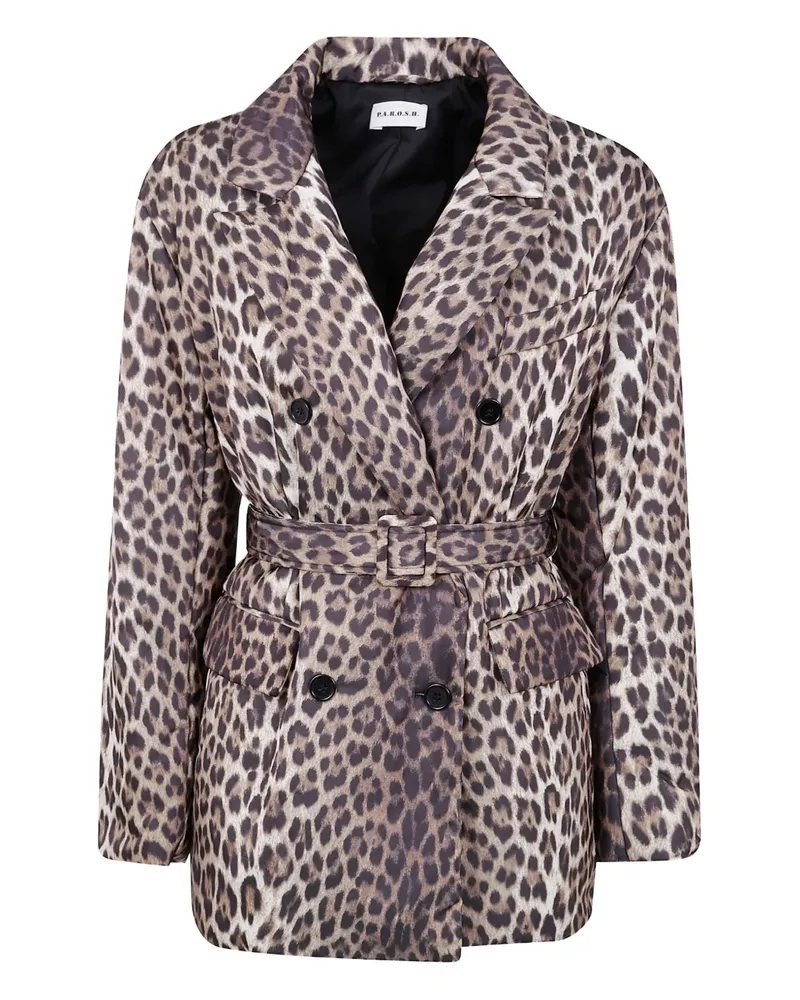 P.A.R.O.S.H. P.A.R.O H. Mantel mit Leoparden-Print - Braun Braun