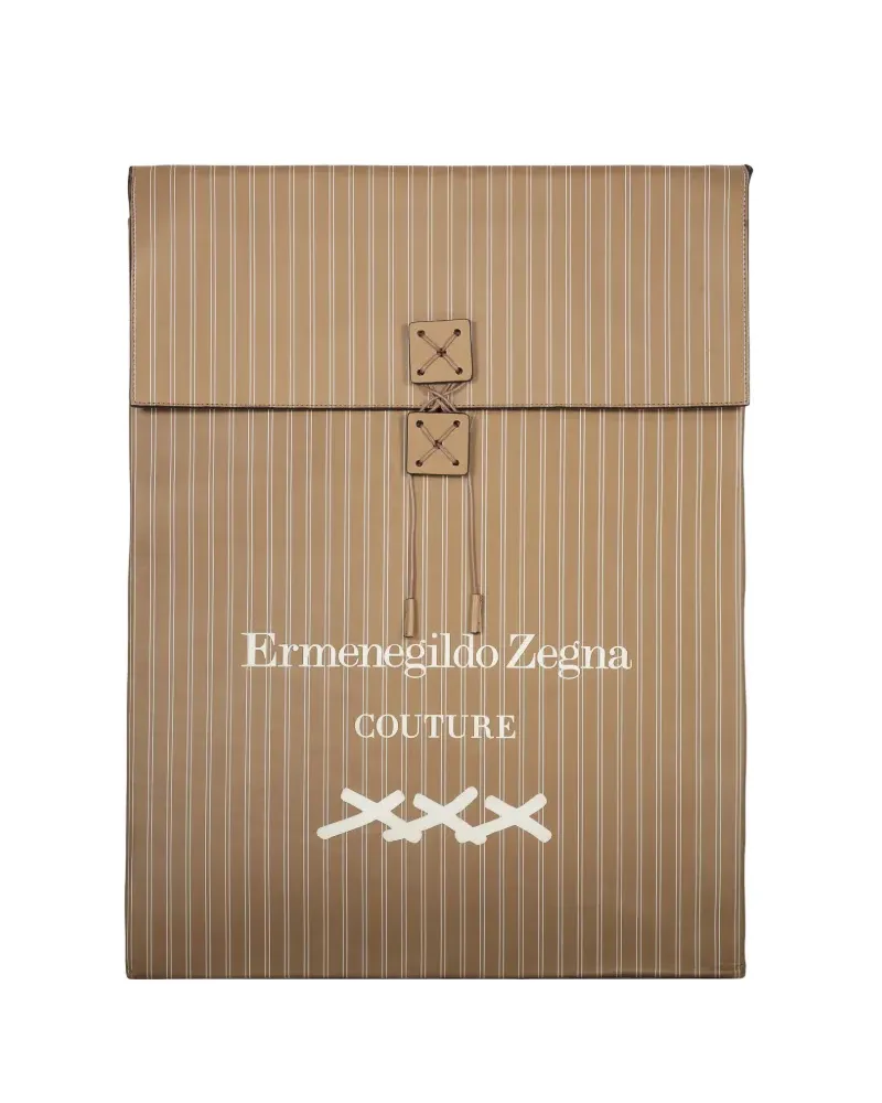 Ermenegildo Zegna pinstripe-print leather tote bag - Braun Braun