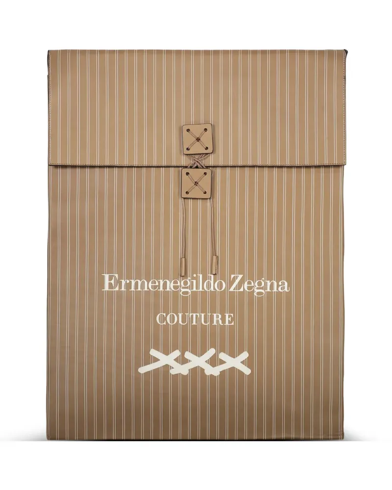 Ermenegildo Zegna pinstripe-print leather tote bag - Braun Braun