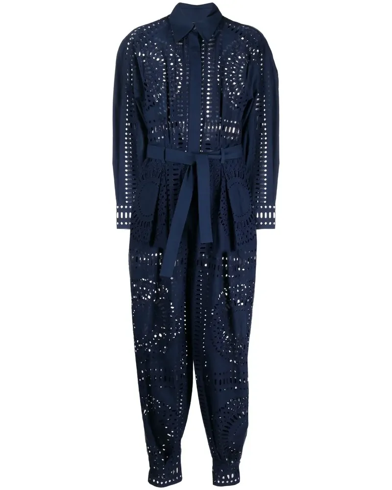 Alberta Ferretti Jumpsuit mit Lochstickerei - Blau Blau