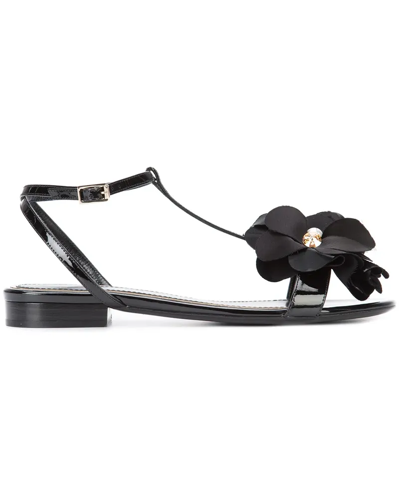 Lanvin Sandalen mit Blumenapplikation - Schwarz Schwarz