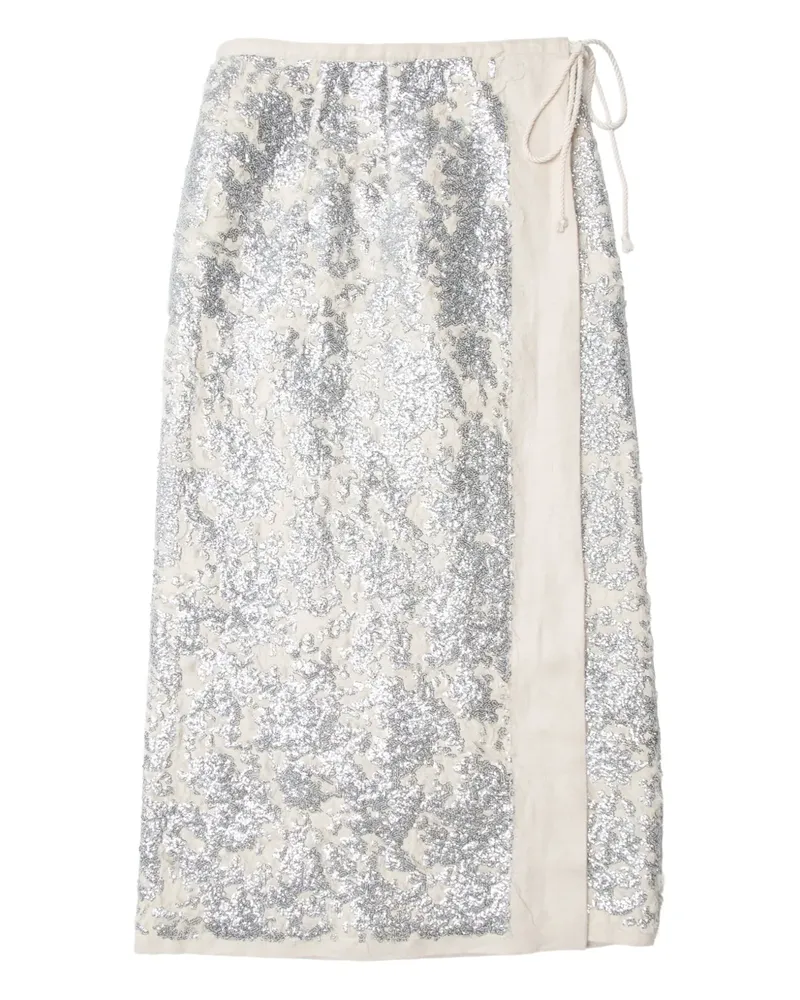 Muller of Yoshiokubo sequin-embellished wrap skirt - Nude Nude