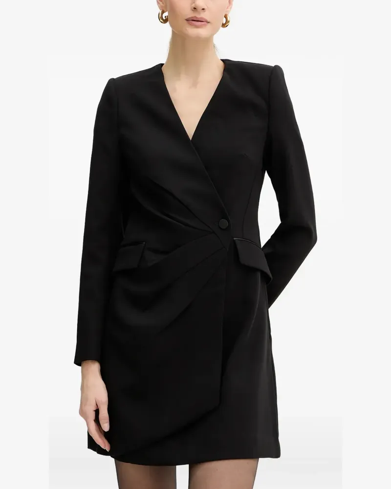 Morgan V-neck single-breasted mini dress - Schwarz Schwarz