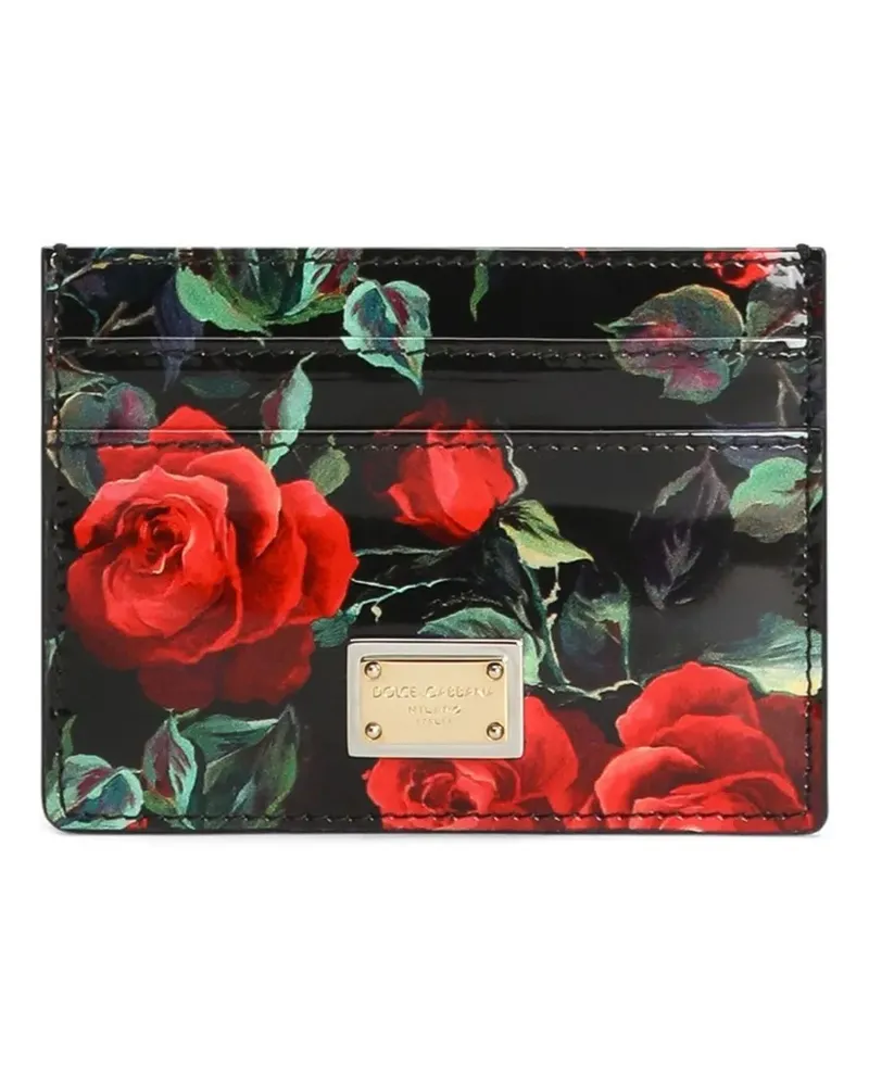 Dolce & Gabbana Kartenetui mit Rosen-Print - Schwarz Schwarz