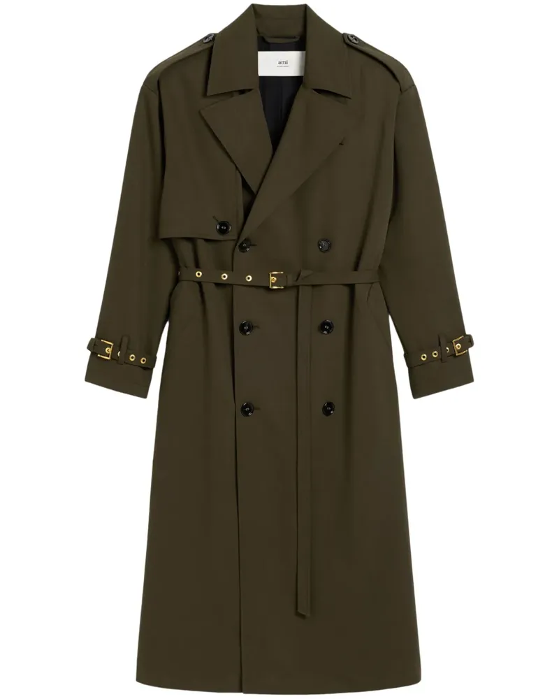 AMI Paris Trenchcoat mit Gürtel - Grün Grün
