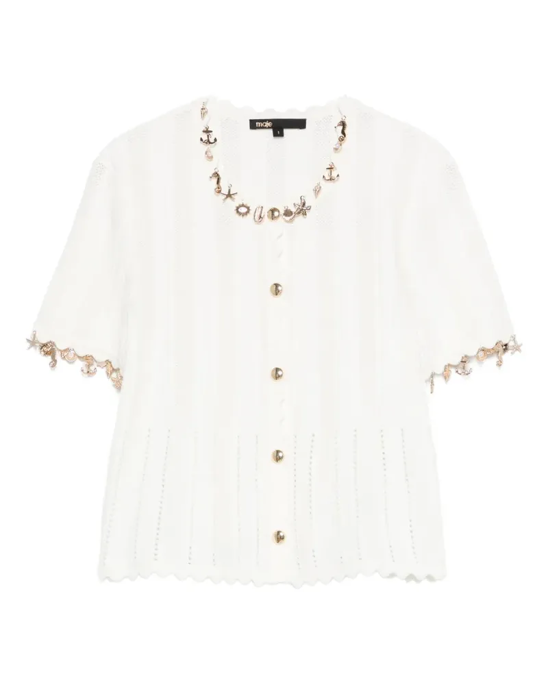 Maje Kurzärmeliger Cardigan mit Verzierung - Weiß Weiß