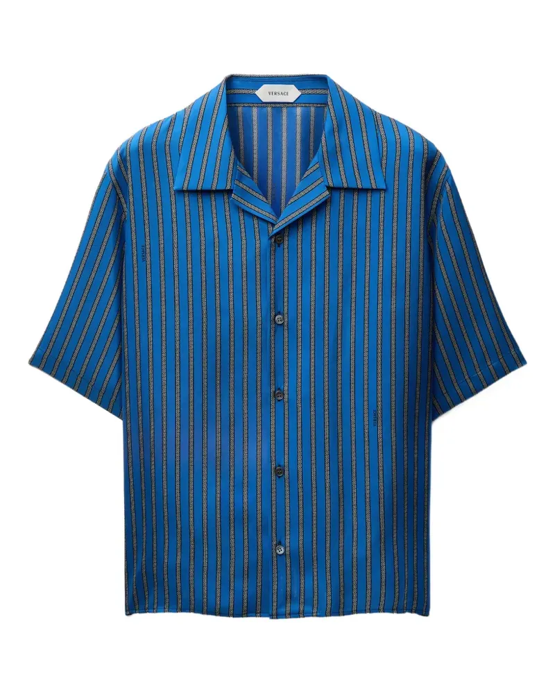 Versace printed silk twill shirt - Blau Blau