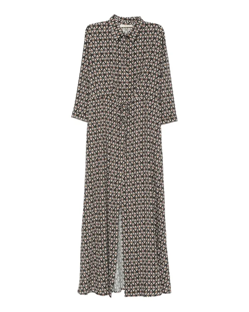 IU Rita Mennoia geometric-print drawstring-waist maxi dress - Schwarz Schwarz