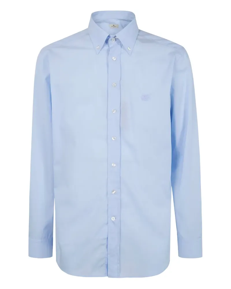 Etro buttoned embroidered-logo shirt - Blau Blau