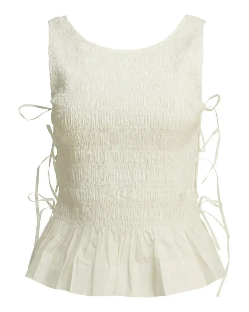 Ganni shirred side-tie Top - Nude Nude