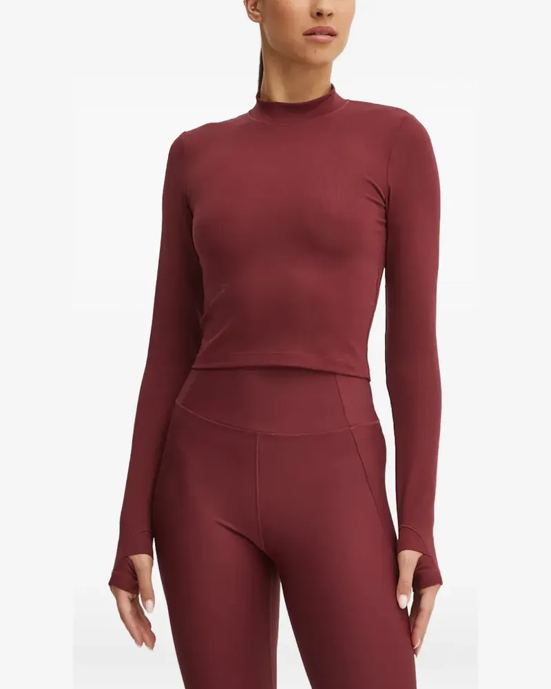 Casall ribbed-knit thumb-slot yoga top - Rot Rot