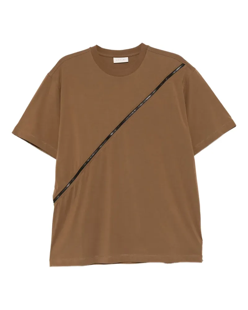 QASIMI Spiral Zip T-Shirt - Braun Braun
