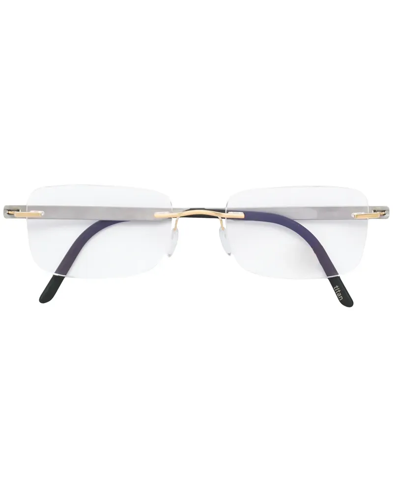 Silhouette Rahmenlose Brille mit eckigen Gläsern - Metallic Metallic