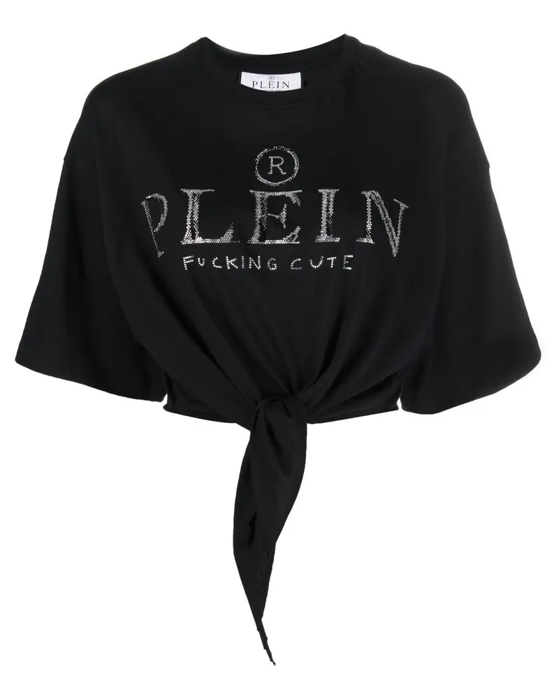 Philipp Plein Cropped-T-Shirt mit Logo - Schwarz Schwarz