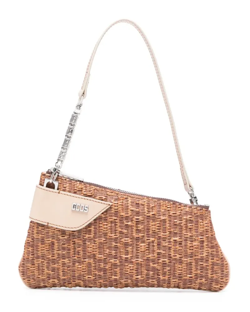 GCDS Comma Notte Schultertasche aus Bast - Braun Braun