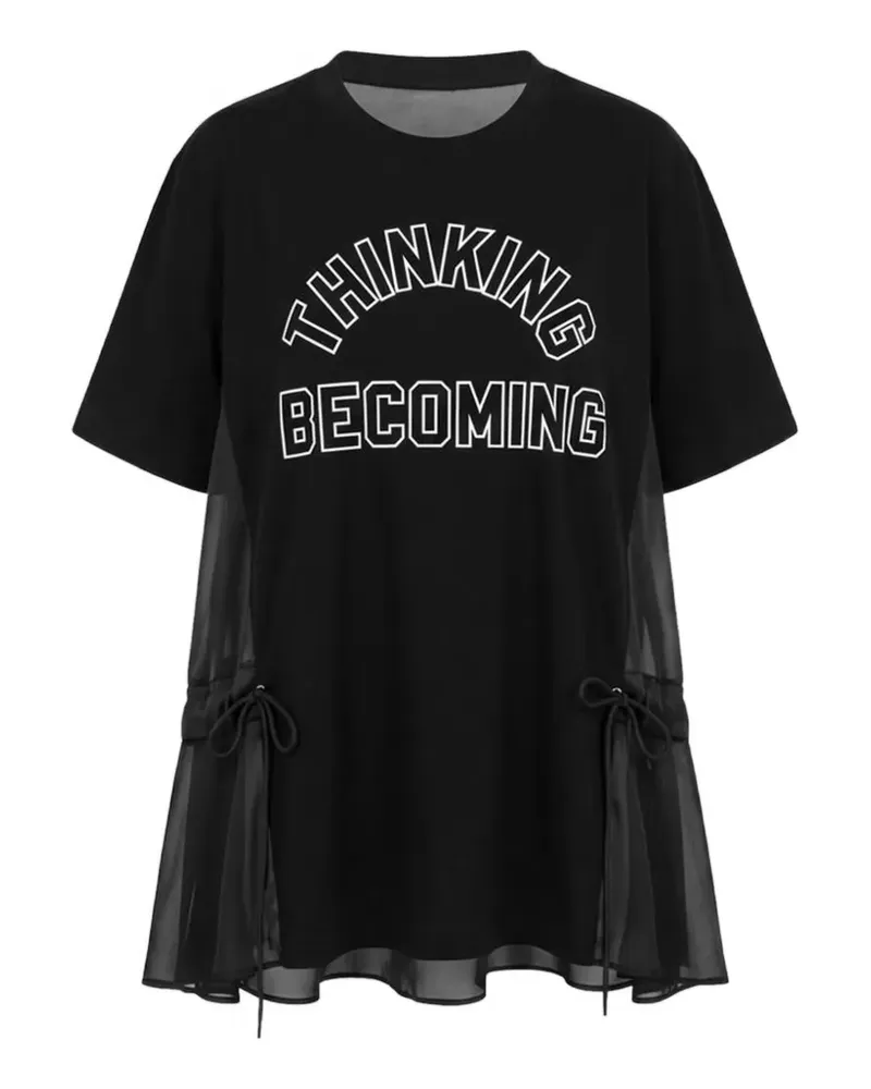 Sacai graphic-print sheer-panel T-shirt - Schwarz Schwarz