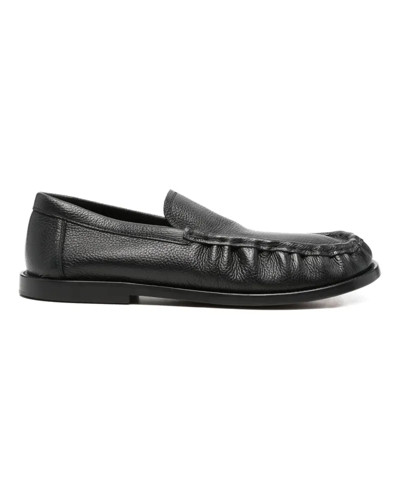 PAURA grained-leather gathered loafers - Schwarz Schwarz