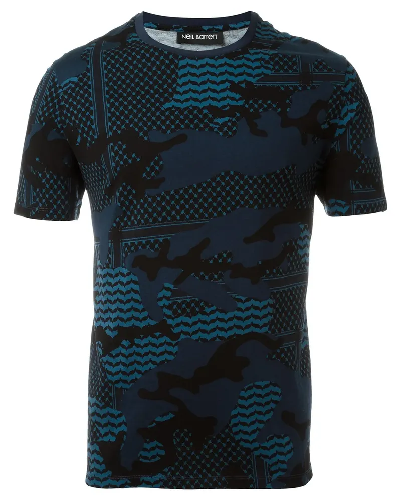 Neil Barrett T-Shirt mit Camouflagemuster - Blau Blau