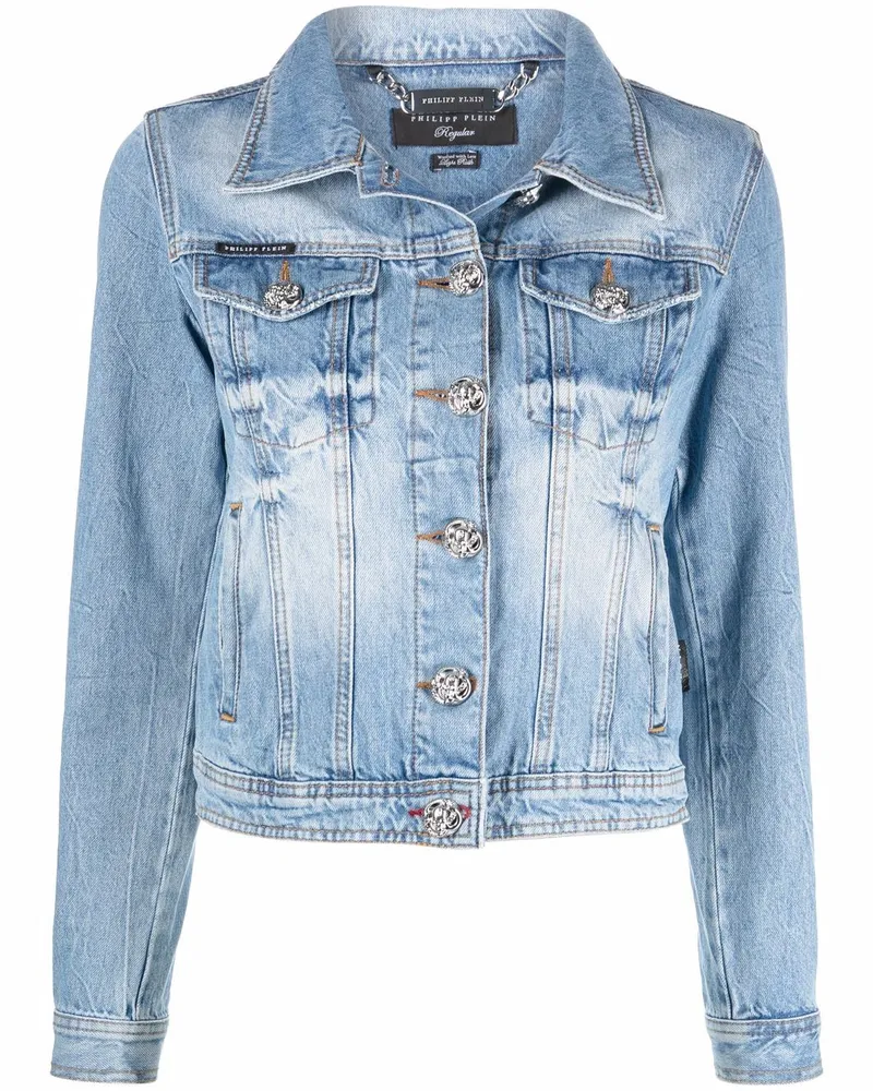 Philipp Plein Jeansjacke mit Logo Blau