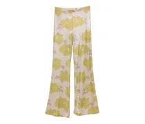 Hose mit Blumen-Print - Grün