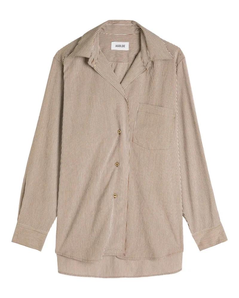 AGOLDE Jakarta striped buttoned top - Nude Nude