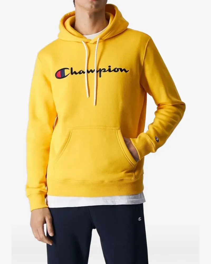 Champion logo-embroidered cotton hoodie - Gelb Gelb